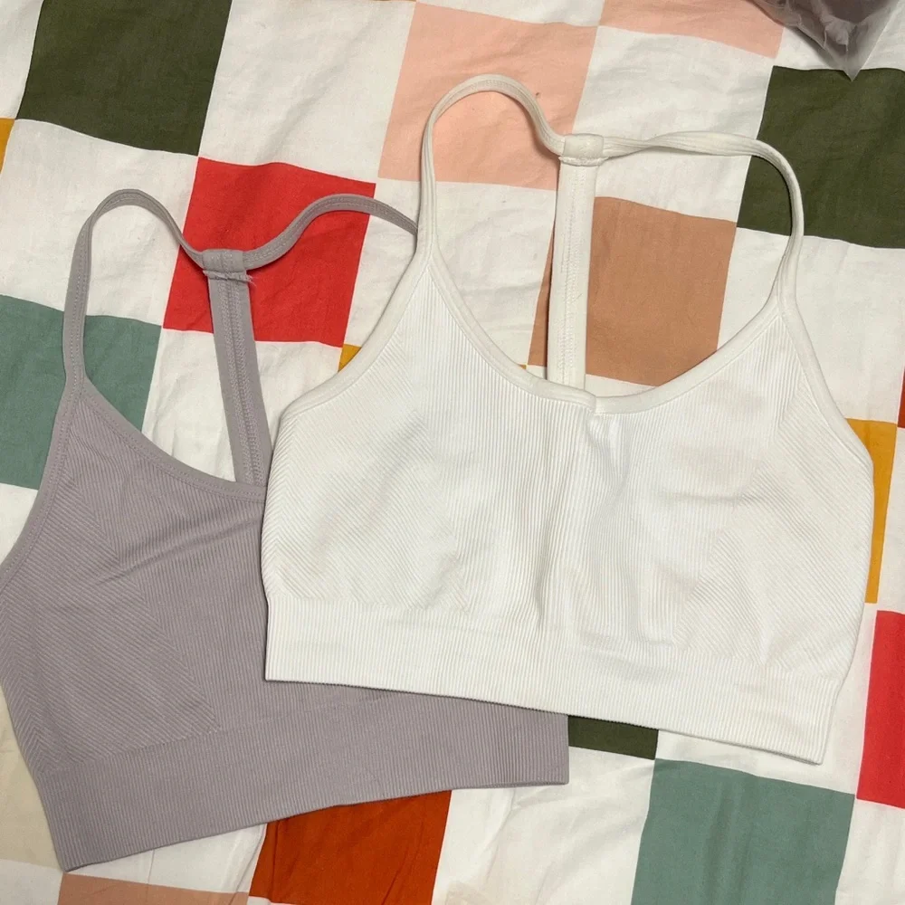 Yogalicious White and Lavender Crop Tops - Picture 1 of 3